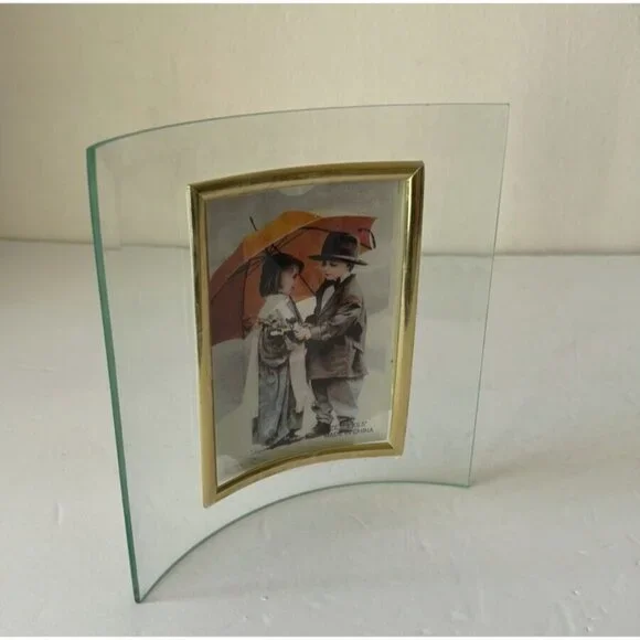 NIB Elegant Glass and Gold tone Picture Frame Decorated for Pic.W 3.5" x H 5.5" - Picture 7 of 11